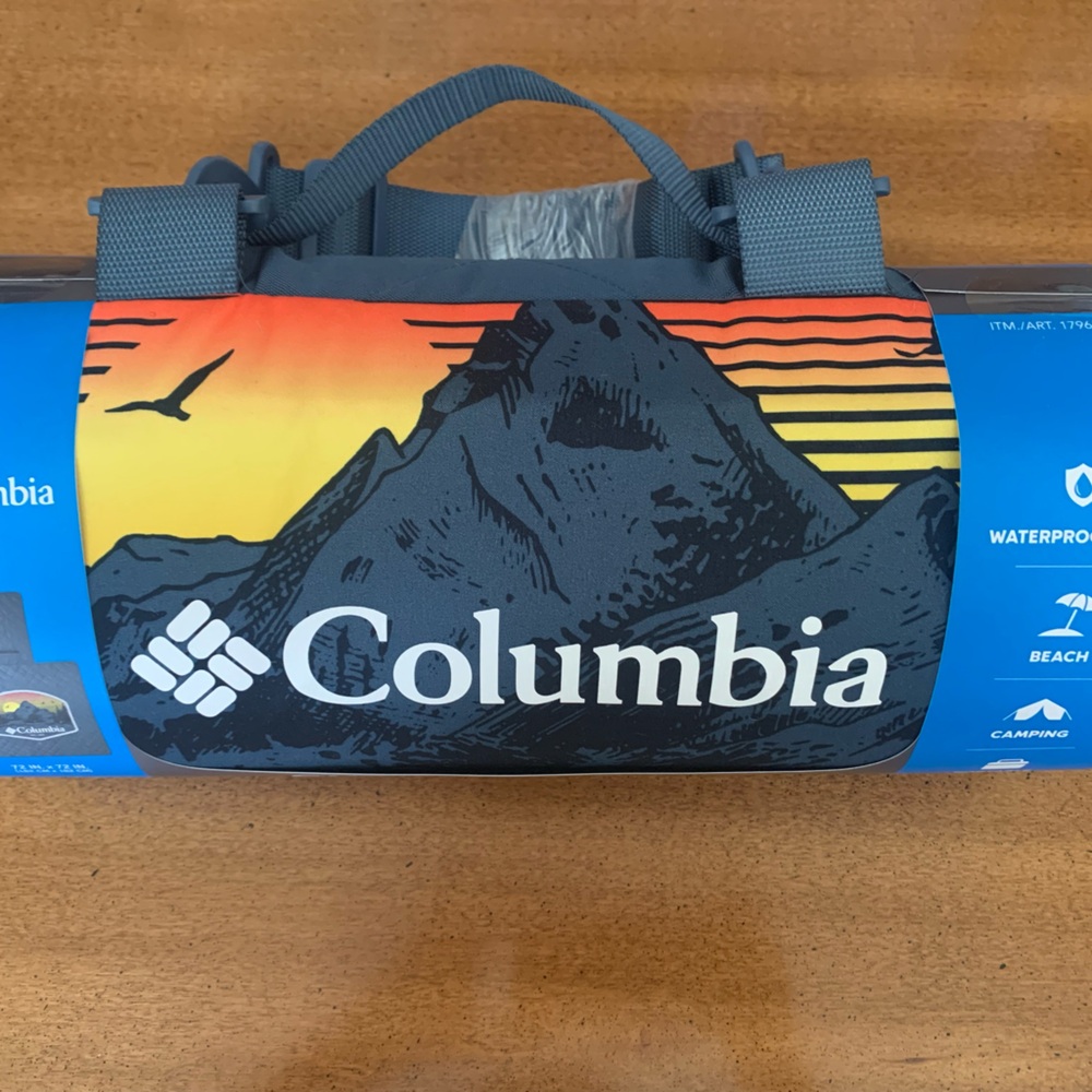 Columbia Outdoor Blanket - Gray, Yellow and Orange, 72 Inches x 72 Inches